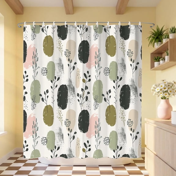 Sage Green Boho Shower Curtains for Bathroom,Pretty Botanical Shower Curtain,Funny Waterproof Polyester Boho Bathroom Decor,72x72 Inch