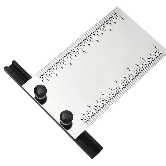 English Hole Ruler Stainless Steel with Base Multifunctional Woodworking Marking Ruler DIY Marking Tenon and Mortise