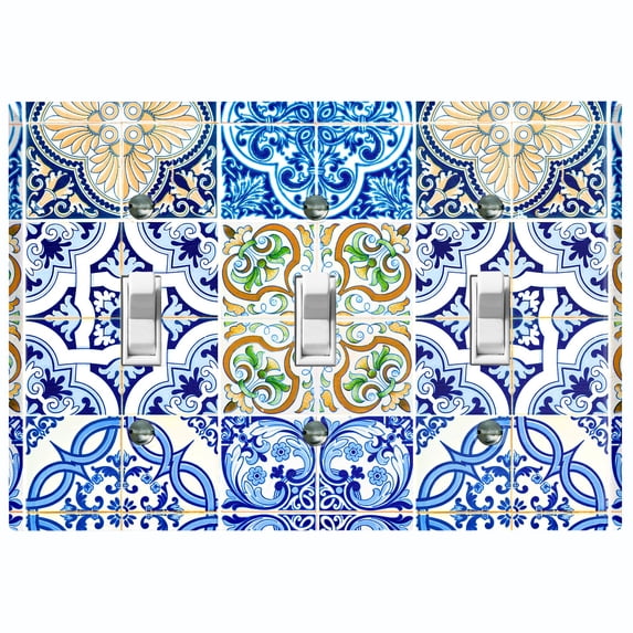Metal Light Switch Plate Cover Elegant Mosaic Tile Pattern Collage TIL021