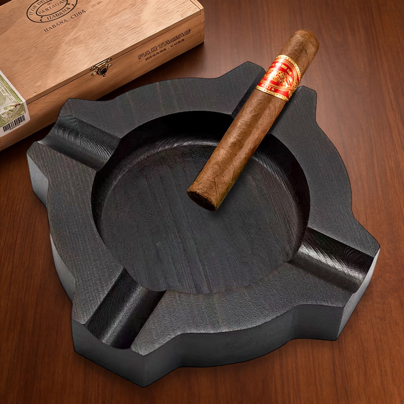 walnut cigarette holder Handheld Mini Ashtrays Anti Soot-flying Cover Wood Cigarette Ash Organizer For Car Driving Ashtray Black Walnut Wood Cigarette Case