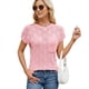 thumbnail image 3 of Tops de Verano con Mangas para Mujer, Suéter Informal de Punto de Corta, Camisas Holgadas Rosa S, 3 of 9