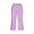 thumbnail image 3 of JIAYUE Women Capri Pants Solid Color High Waist Design Side Pockets Straight Fit Trousers for Outdoor Walking Sport Wear, 3 of 3