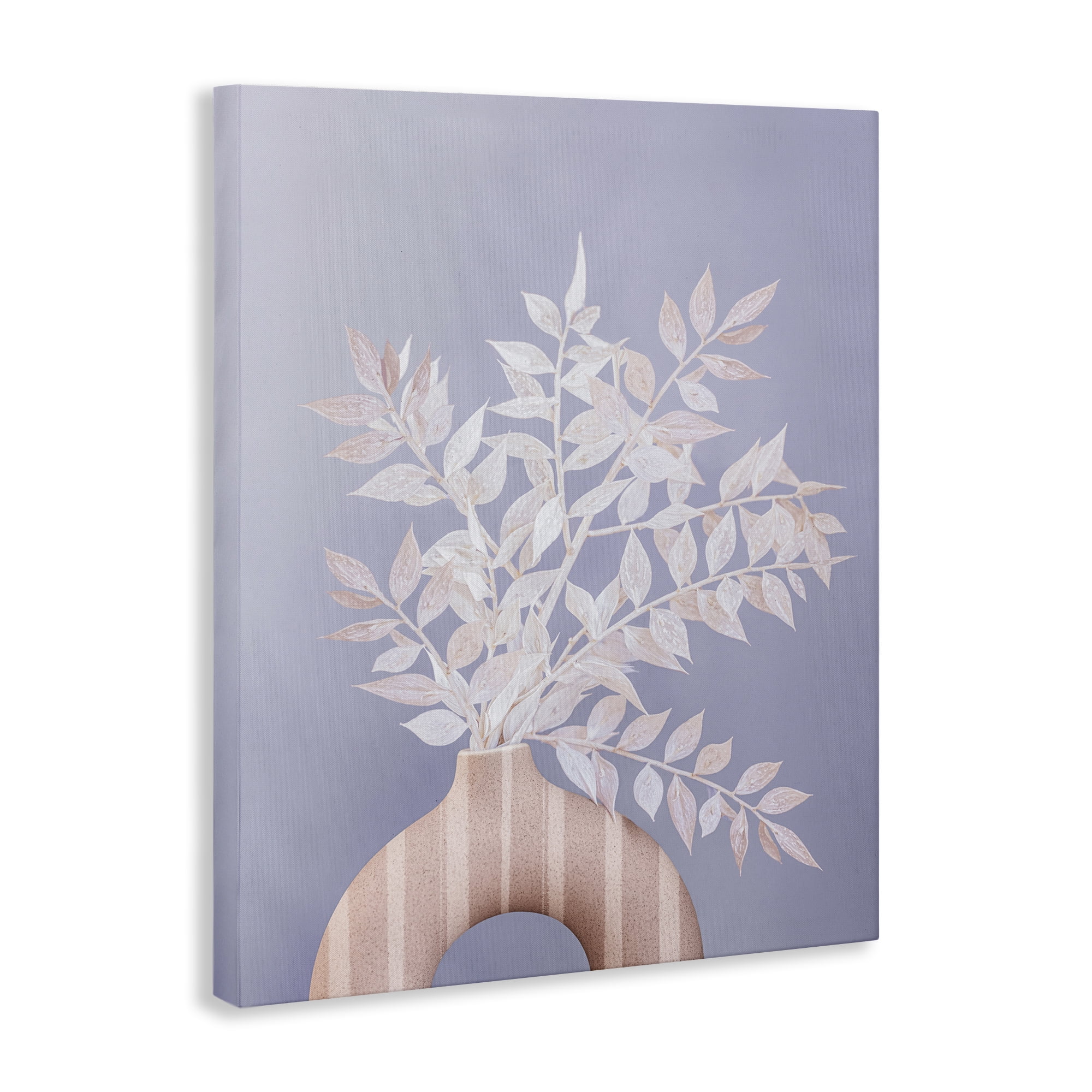 Stupell Industries Ruscus Plant Circular Vase Plants & Flowers Painting Wrapped Canvas Art Print Wall Art, 16 x 20
