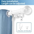 thumbnail image 2 of Urbanest Adjustable Double Curtain Rod Set Crystal Ball Flat Button Finials – 1″ Front & 5/8 Back Rod With Glossy White Rod, 84–120 Inches, 2 of 6