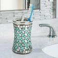 thumbnail image 2 of nu steel SF4H Sea Foam Toothbrush Holders Storage, Bath Collection, Bathroom Vanity Countertops Aqua Finish, Mosaic Glass/Stainless Steel, 2 of 4