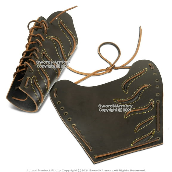 8” Munetoshi Brown Genuine Leather Bracers Archery Small Size Protective Armor