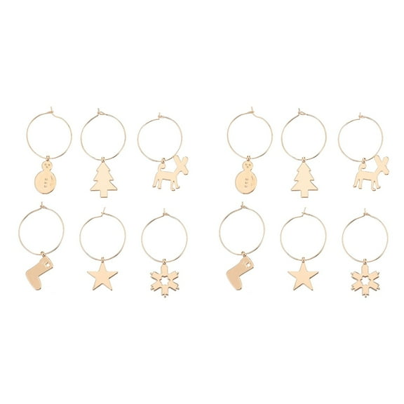 LABRIMP Wine Glass Identification Ring Metal 12Pcs Golden For Guests Festival Celebration