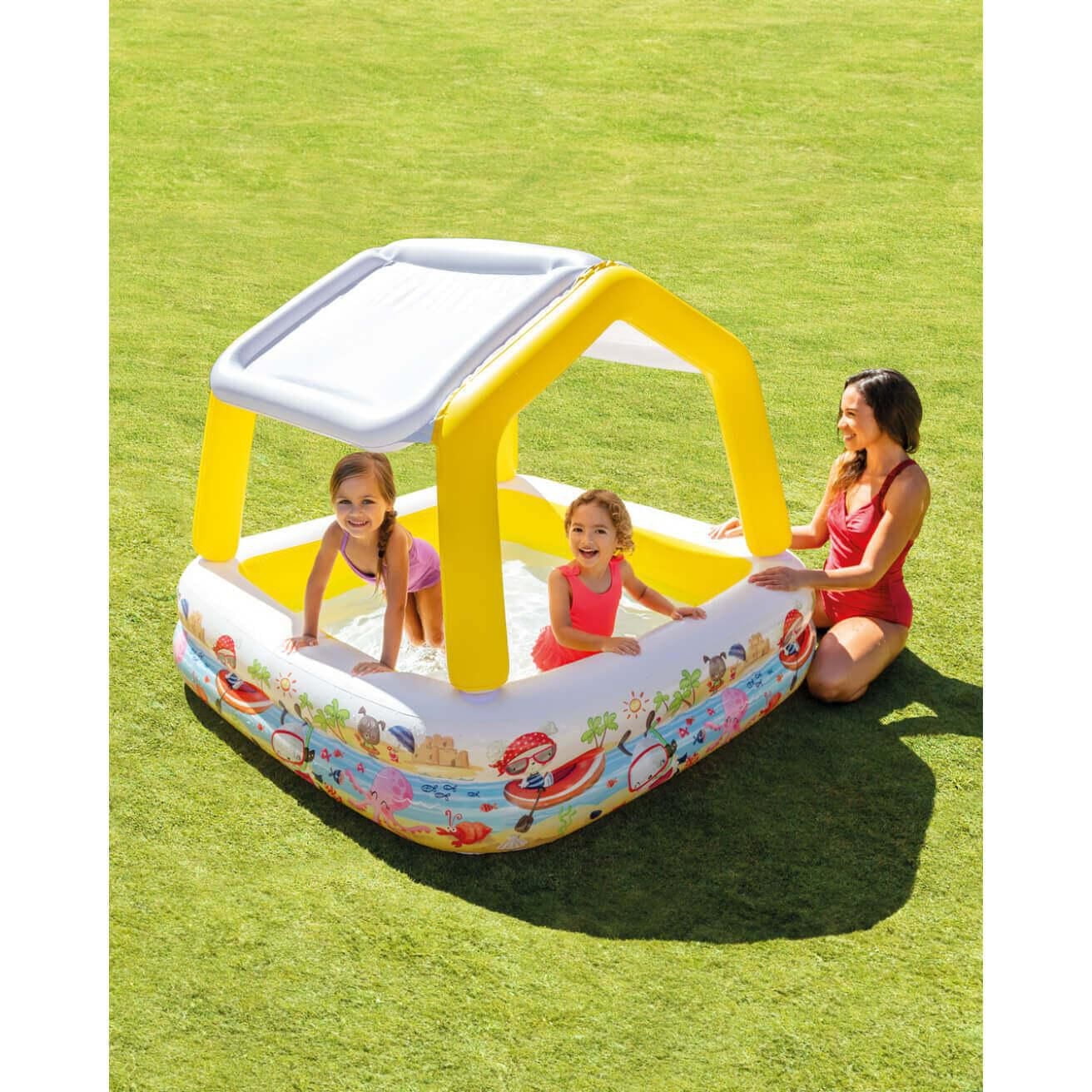 Intex Sun Shade Pool for Kids, Age 2+, Inflatable Pool with Removable Canopy