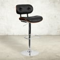 thumbnail image 2 of Flash Furniture Magnus Walnut Bentwood Adjustable Height Barstool with Button Tufted Black Vinyl Seat, 2 of 12