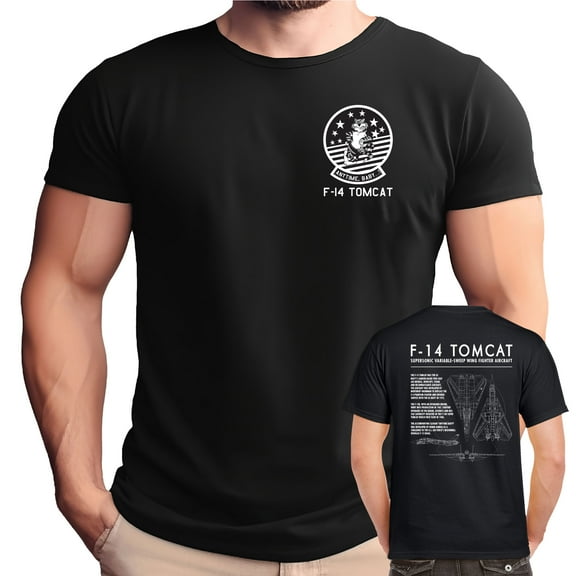 F-14 Tomcat Detailed Schematic Double Sided Adult Shirt-6XL