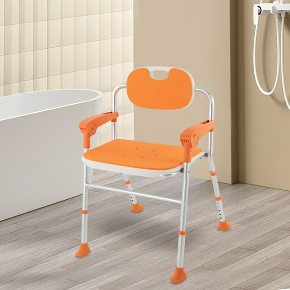 Foldable Shower Chair for Seniors Shower Seat Folding Bath Chair Heavy Duty Floorstanding for Public Places