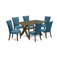 thumbnail image 6 of East West Furniture X776VE721-7 7Pc Dinette Sets for Small Spaces Offers a Rectangular Table and 6 Parson Chairs with Blue Color Linen Fabric, Distressed Jacobean Finish, 6 of 10