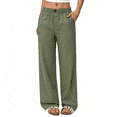 thumbnail image 2 of Nestiefly Linen Pants Women Wide Leg Palazzo Pants Flowy Elastic Waist Summer Beach Casual Trousers with Pockets 2026 Army Green M, 2 of 7