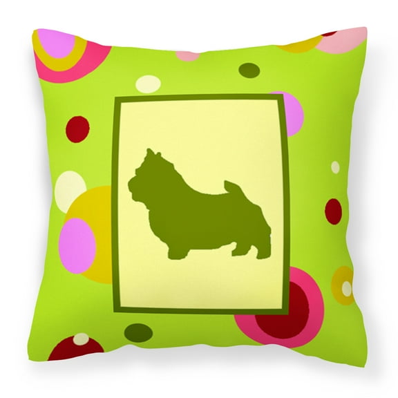Green Fabric Decorative Pillow with Dog Silhouette