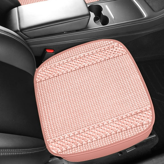 Car Seat Cushion, Breathable All Season Leather Seat Cover, Premium Polyester Fully Enclosed Car Seat Pad with Perforated Comfort Support, Pink