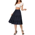 thumbnail image 2 of INSPIRE CHIC Women's Tiered Midi Bohemian High Waist Summer Casual Skirts Blue S, 2 of 6
