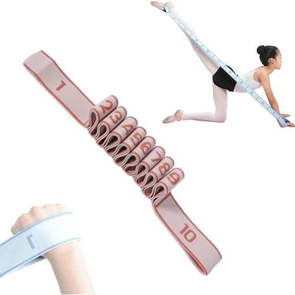 Number Stretch Resistance Band, 2026 Upgrade 10 Section Fitness Resistance Bands, Elastic Yoga Stretching Strap with Loops Handle for Full Body Stretching Shaping (Pink)