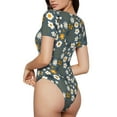 thumbnail image 3 of Balery Flowers and Bee Women's Short Sleevee Crew Neck Bodysuit Tops Short Sleeve Tops Basic-X-Large, 3 of 9