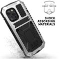 thumbnail image 6 of Case for iPhone 13 Pro Max,Heavy Duty Shockproof Full-Body Sturdy Protective Metal Hard Case with Built-in Screen Protector and Stand for iPhone 13 Pro Max 6.7 inch (Silver), 6 of 14