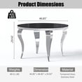 thumbnail image 2 of Round Glass Dining Table, S-Shaped Stainless Steel Legs, 47" Black Mirrored Tempered Glass Top, for Dining Rooms & Apartments, 2 of 7