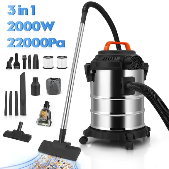 RELOIVE Wet Dry Vacuum,4.5 Gallon 2000W 6.5 Peak HP,3-in-1 Stainless Steel Shop Vacuum Wet and Dry,with Filter and Attachments for House Garage Workshop Car