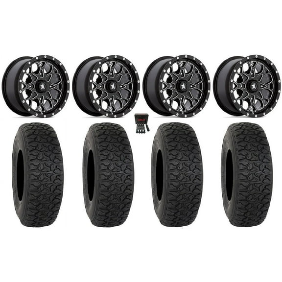 MSA Portal 15" Wheels Milled 33" DX440 Tires Can-Am Commander Maverick Renegade Outlander Defender
