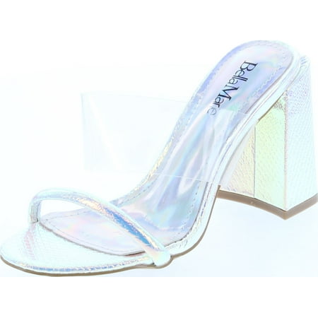 

Bella Marie Womens Lounge-1 Chunky Heel Transparent Lucite Fashion Sandals Multi 8