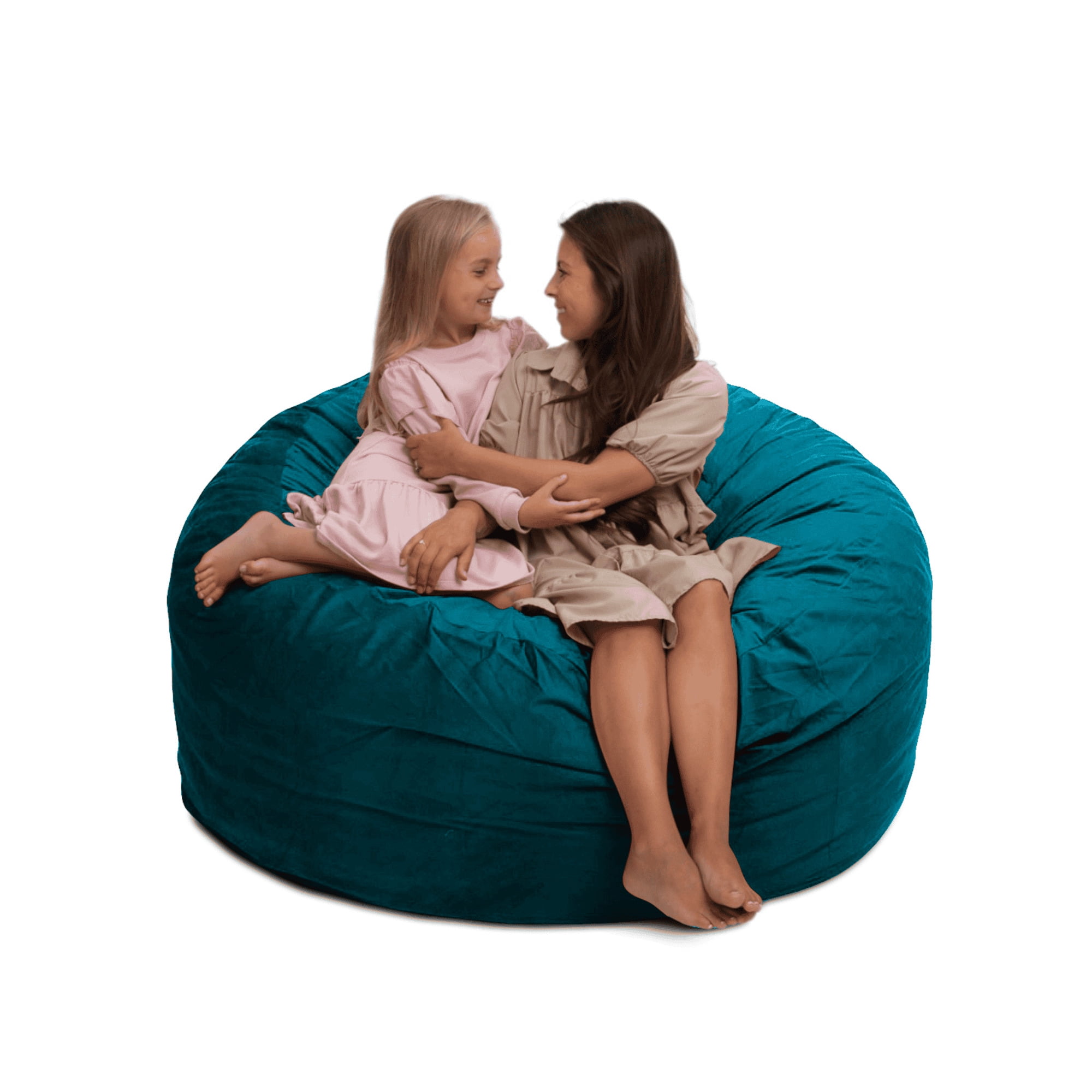 Ultimate Sack 5000 5-Foot Bean Bag Chair Oversized Foam Lounger, Brown Fur Cover