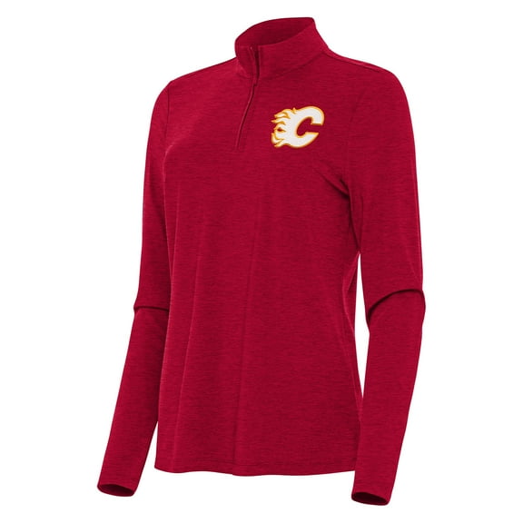Women's Antigua  Heather Red Calgary Flames Bright Quarter-Zip Top