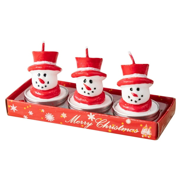 Mini Velas de Té Navideñas Sin Aroma, Diseños de Velas con Forma de Árbol de Navidad y Papá Noel.