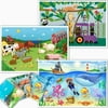 Animal Disposable Placemats for Baby - Farm, Ocean Life, Zoo Train - Sticky Topper for Table - 60 Pack in 3 Designs