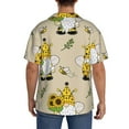 thumbnail image 5 of Naloa Gnomes Bees And Sunflowers Men's Loose Fit Cuban Collar Short-Sleeve Shirt with Button-down and Chest Pocket for Everyday Wear Outings - Medium, 5 of 7