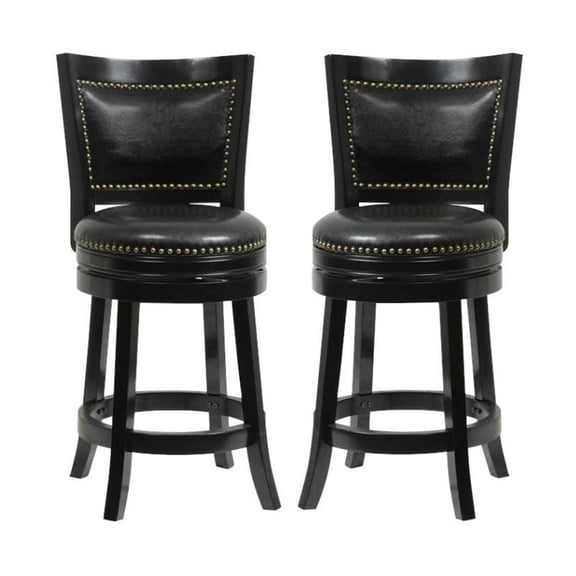 Home Square 24" Bristol Swivel Bar Stool in Black - Set of 2