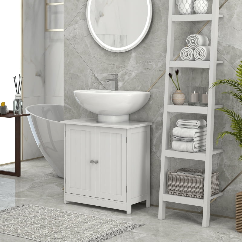 Alvantor Under Sink Bathroom Storage Cabinet with 2 Doors & Adjustable Shelf 23.5"x11.8"x23.5" White