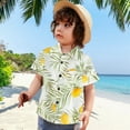 thumbnail image 2 of Xudanell Boys Hawaiian Shirt Floral Button Tees Soccer Shirts for Boys Toddler Shirts for Holiday Yellow 12-18 Months, 2 of 7