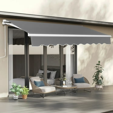 SalonMore 12 x 10 Ft Patio Awning in Sand Gray - Retractable Design