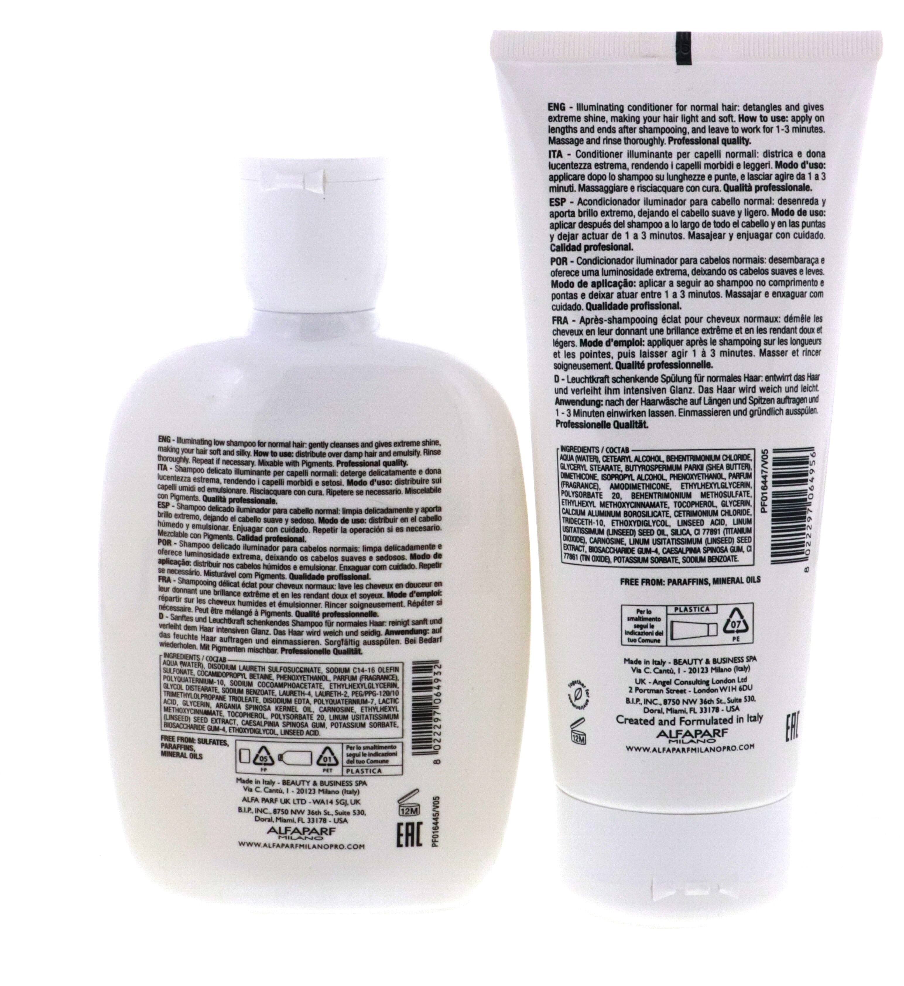 Alfaparf Milano Semi Di Lino Illuminating Low Shampoo and Conditioner Diamond...