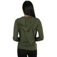 thumbnail image 2 of ToBeInStyle Women's Thin Fabric Long Sleeve Kangaroo Pocket Zip Up Hoodie - Olive - Medium, 2 of 4