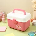 thumbnail image 2 of Portable Medicine Storage Organizer with Double Layer Design for Home Use Sturdy Plastic Pink 21x16.5x15cm, 2 of 8
