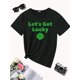 thumbnail image 2 of St. Patrick'S Day, Let'S Get Lucky, Four-Leaf Clover, Luck, Patrick'S Day Themed Collection, New Women'S Round Neck Casual Sports Comfortable T-Shirt, 2 of 8