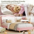 thumbnail image 2 of Upholstered Bed Frame with Scallop Headboard, Cute Velvet Platform Bed Frame for Girls, Boys, Sturdy Platform Bed, No Box Spring Needed, Wooden Slats, Noise Free, Full size, 2 of 7