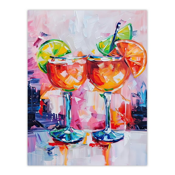 Aperol Spritz Cocktails Oil Painting Colourful Kitchen Large Wall Art Poster Print Thick Paper 18X24 Inch