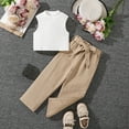 thumbnail image 2 of TOOYOU Girls Summer Outfit Sets Elastic Casual Fashion Clothes Girls School Uniform Sets Size 4 Years Brown, 2 of 9