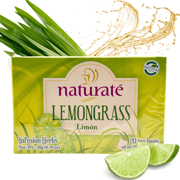 Naturatē Lemongrass Tea 20 Count Tea Bags, Caffeine Free, 100% Natural, Non-GMO