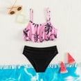 thumbnail image 6 of OGLCCG 2 Piece Swimsuit for Girls Ruffle Flounce Bikini Bathing Suits Tropical Print Summer Cute Kids Teens Beach Swimwear 7-15 Years, 6 of 7