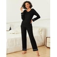 thumbnail image 2 of Mingd Womens 2 Pack Pajama Set Long Sleeve Pajamas Top and Pants V Neck Pjs Set Soft Loungewear with Pockets, 2 of 5