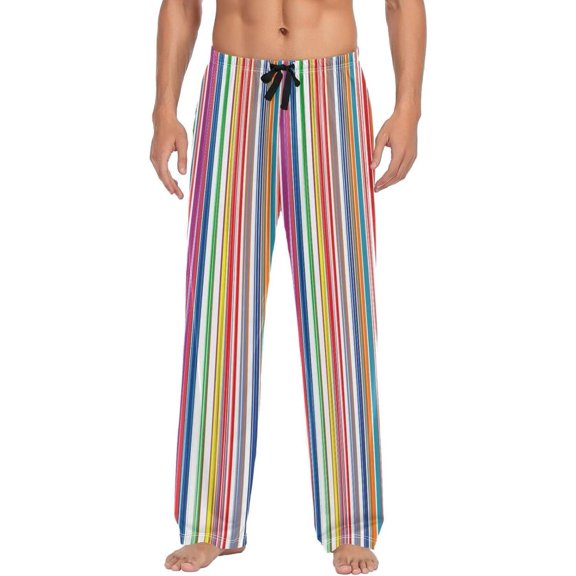 Mexican Serape Stripes Ghost Pajama Pants, Men's Lounge Pants Light with Drawstring and Pockets, Christmas New Year Birthday Father's Day Gifts, Medium