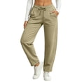 thumbnail image 2 of Zeliretfy Women Wide Leg Pants With Knife Pleat Design Drawstring Waist Side Pockets For Yoga Fitness Workout Daily Use Multiple Colors Comfortable Fabric, 2 of 10