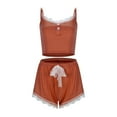 thumbnail image 4 of YuYuBao Women Pajamas Sets Summer Solid Color Lace Trim Cami And Shorts Pajamas Wear Home Clothes, 4 of 5