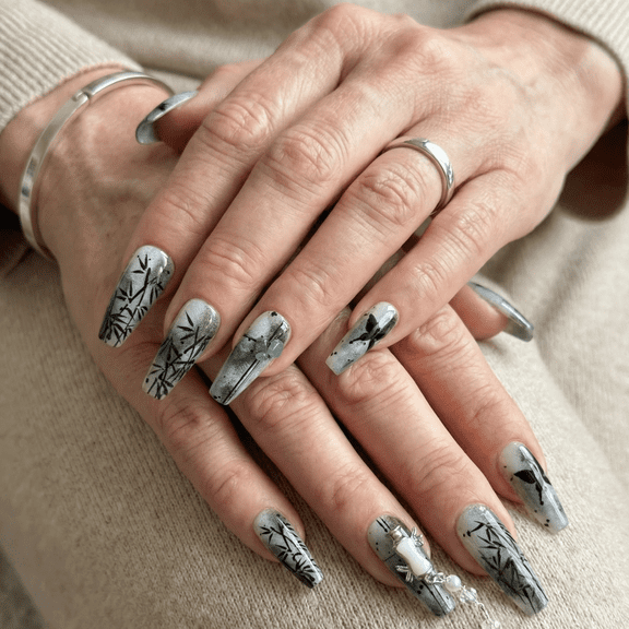 Pure Handmade Press on nails, JC Press On Nails Kit , Short Length Nail Press Ons, Durable, Easy Application, Stylish Impress Press On Nails,Perfect for Daily Wear & Special Occasions（J38 M）